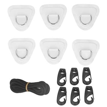 Imagem de 6pcs PVC D Ring Patch Rane elástico Conjunto, aço inoxidável D Patch de bungee de bungee para barcos infláveis ​​canoas caiaques Surfboards Paddle vertical Padrões (branco)