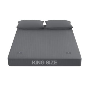 Imagem de LuxeCraft Lençol com elástico de algodão orgânico e fibra de prata | Respirável, amigo da pele | 38 cm de profundidade | Inclui caneta testador, pulseira, máscara para os olhos e cordão, tamanho king