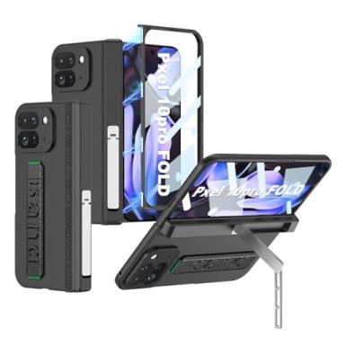Imagem de HAOMRIYL Capa para Google Pixel 10 Pro Fold, capa de proteção de corpo inteiro, pulseira elástica, suporte de dobradiça oculta, capa à prova de choque, preta, dobra 10 Pro