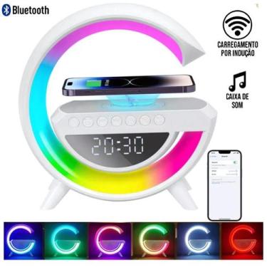 Imagem de Carregador Sem Fio Compacto com Luminária LED e Som Bluetooth Premium 