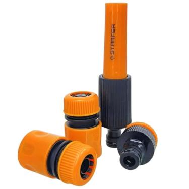 Imagem de Jogo de Conectores Engate Rápido com Esguicho Regulável Starfer para Mangueira 1/2 Acessórios para Jardim Jardinagem com 4 Peças