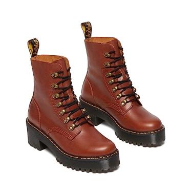 Imagem de Dr. Martens Bota feminina de couro Leona com salto moderno, Saddle Tan Farrier, 36