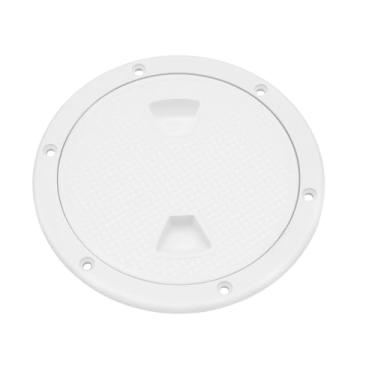 Imagem de Briny River 1 peça branca 15 cm tampa de escotilha de inspeção de barco redonda tampa de escotilha com placa de cobertura destacável furos pré-perfurados para barco marítimo iate RV