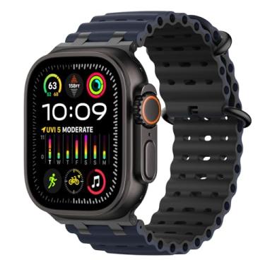 Imagem de MoKo Pulseira Ocean Band compatível com Apple Watch Ultra 3/2/1 de 49 mm, pulseira esportiva de silicone atualizada de 46 mm, 45 mm e 44 mm, séries 11/10/9/8/7/6/5 SE3/2/1, pulseira respirável com