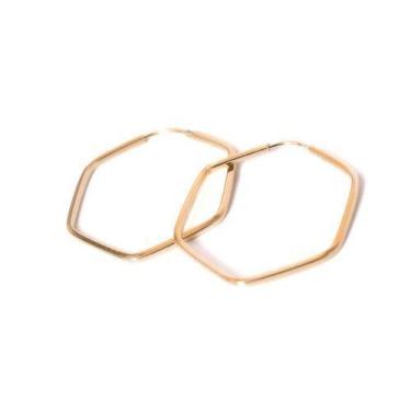 Imagem de Brinco Ouro 18k Argola Sextavada - DR Joias