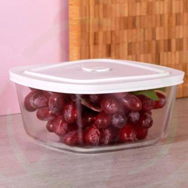 Imagem de 1 Pote Vidro Quadrado Facilita c/ Tampa Marmita 500ML Marinex - NADIR 