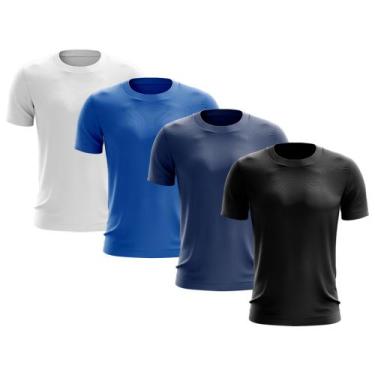 Imagem de Kit 4 Camisetas Masculina Manga Curta Dry Básica Lisa Proteção Solar U