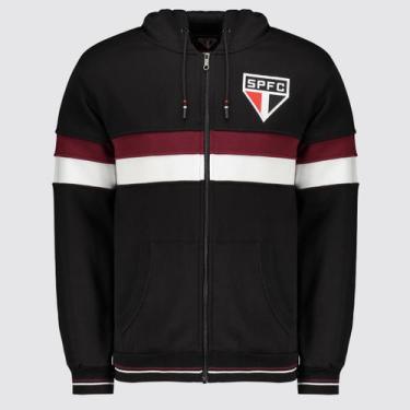 Imagem de Jaqueta São Paulo Moletom Tri Preta e Vermelha - Spr, EG