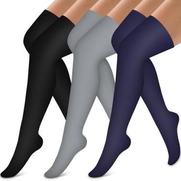 Imagem de Meias de compressão Bluemaple Thigh High Unissex (3 pares)