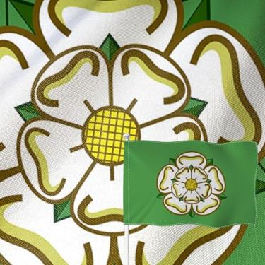 Imagem de YongFoto Bandeira de North Yorkshire 0,9 x 1,5 m Faixa de Inglaterra de serapilheira dupla face quatro lados costurada cor vívida durável resistente a UV resistente ao desbotamento à prova de