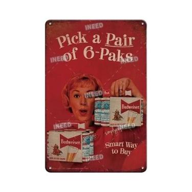 Imagem de Placa De Metal Vintage Budweiser Beer Tin Sign Para Decoração De Bar E