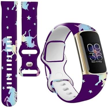 Imagem de BOSPFJG Pulseiras esportivas compatíveis com Charge 6/Charge 5 para mulheres e homens, pulseiras de substituição macias à prova d'água para rastreador de fitness Charge Advanced (unicórnio mágico