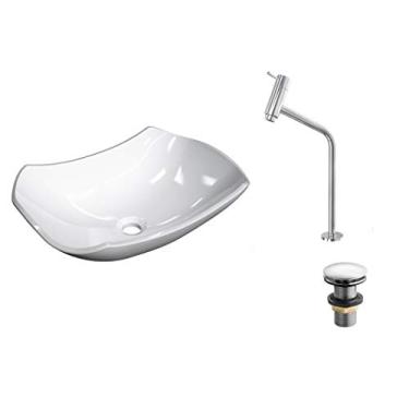 Imagem de Kit Cuba L42 C/Torneira Link 1062 Metal + Válvula Click 1 1/2'' (4,0cm), Compace, Branca