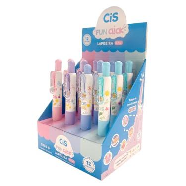 Imagem de Lapiseira Escolar 0.7mm CIS Fun Click - Fantasia, Rosa, Lilás, Azul e Verde, Display com 12 unidades