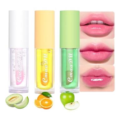 Imagem de BINGBRUSH 3 peças de brilho labial frutado que muda de cor para meninas, óleo labial de humor mágico rosa, protetor labial com mudança de cor de temperatura, mancha labial, lábios de longa duração não