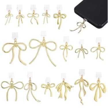 Imagem de SUPERFINDINGS 16 peças de pingente de plugue de poeira com pingentes de laço de liga para celular charmoso plugue USB C tampas protetoras pingentes para fone de ouvido celular 32 ~ 53 mm