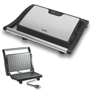 Imagem de Mini Grill Elétrico Inox | Chapa Antiaderente | Fácil Limpeza | Compacto | Misteira Elétrica | 2 em 1 | Voltagem 220V (Cod. SPO0761)