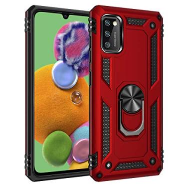 Imagem de SORAKA Capa para Samsung Galaxy A41 com suporte de anel capa protetora para Samsung Galaxy A41 capa traseira de policarbonato rígido com placa de metal para suporte magnético de telefone carro