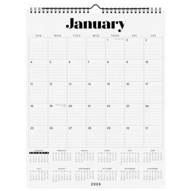 Imagem de PAPERAGE Calendário 2026, 12 meses (janeiro de 2026 a dezembro de 2026), grande (29 cm x 37,5 cm), encadernado em espiral, calendário de parede vertical 2026 com visualizações mensais e anuais, papel