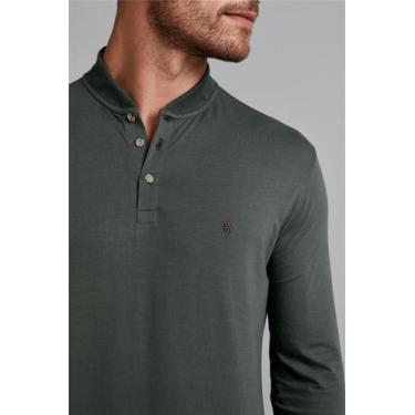 Imagem de Camisa Polo Manga Longa Malha Slim Fit - Verde Escuro - HIGHSTIL, Verd