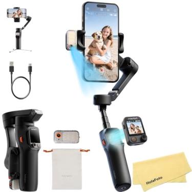 Imagem de Hohem Estabilizador gimbal iSteady V3 Ultra para smartphone iPhone Android, gimbal de telefone com rastreamento de IA, luz de preenchimento, controle remoto removível com tela sensível ao toque
