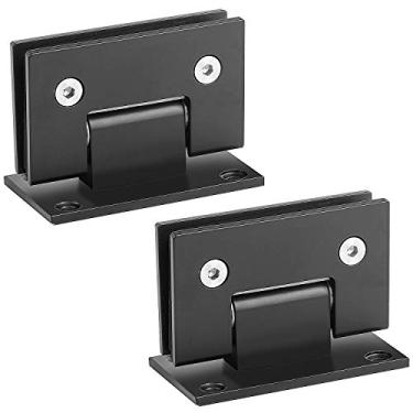 Imagem de KEILEOHO Pacote com 2 dobradiças de vidro para porta de chuveiro, dobradiças de porta de chuveiro de 90 graus para vidro de 8 mm a 12 mm, peça de substituição de ferragens de aço inoxidável para