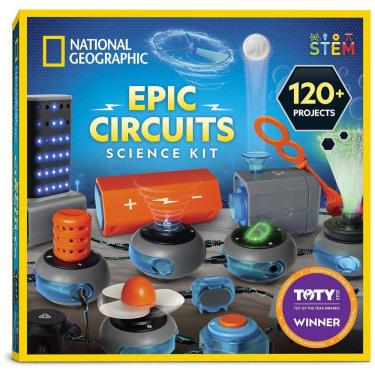 Imagem de Kit Eletrônico National Geographic Circuit Maker para Crianças com 120 Projetos de Circuitos Elétricos, Brinquedo STEM de Circuitos