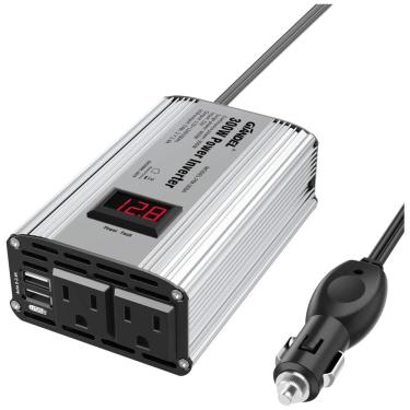 Imagem de Inversor de Potência 300W DC 12V para AC 2 Tomadas AC e 2 Portas USB, 110v, GIANDEL PM 300A, Branco