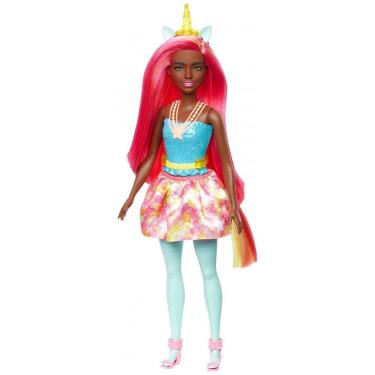 Imagem de Boneca Barbie Dreamtopia Unicórnio Cabelo Amarelo Rosa, com Saia, Faixa de Cabeça de Cauda de Unicórnio Removível