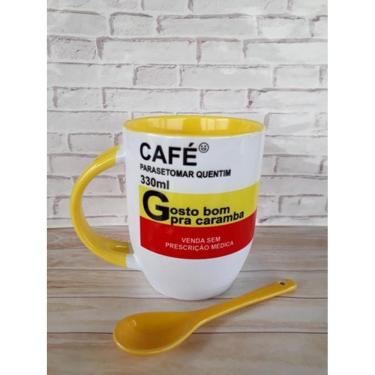 Imagem de Caneca Café Amarela c/ Colher - Presente Ideal