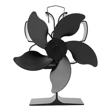 Imagem de Ventilador de lareira movido a calor, 5 lâminas, ventilador de fogão ecológico, economizador de energia para fogão a gás a lenha, preto 105x75x190mm