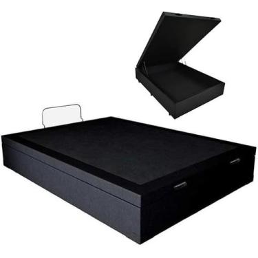 Imagem de Base Cama Box Bau Casal Preto Sintetico Premium 47x138x188 - Santo Box
