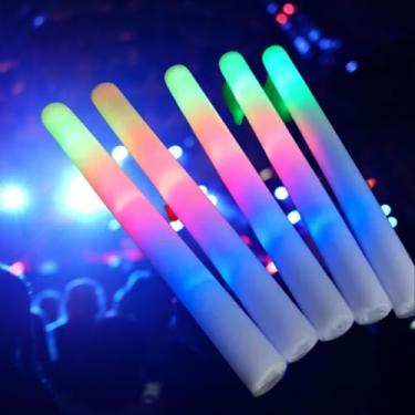 Imagem de Bastão de LED para Fotos e Festas - 3 Modos de Cores, 40cm com Espuma Glow e 12 Horas de Duração (10 Unidades)