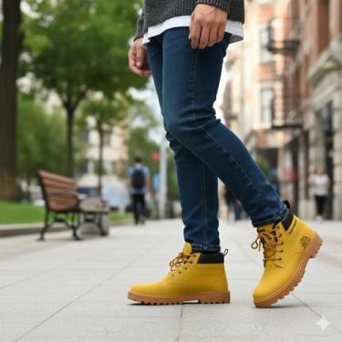 Imagem de Bota botina Masculina Haymax Em Sintético Cano Alto, Caramelo, 42