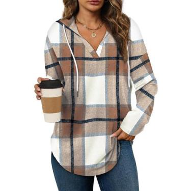 Imagem de Moletom Bofell Halloween feminino de manga comprida marrom xadrez S