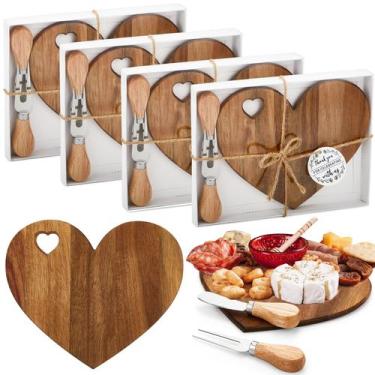 Imagem de Conjunto de tábuas de queijos Patelai Heart Shape Acacia Color 4 Guest