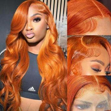 Imagem de Perucas frontais de renda amzhair Body Wave 350 Ginger Orange