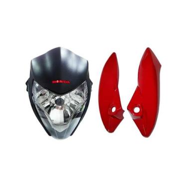Imagem de Kit Farol Cb300 Frontal Carenagem Lateral Bananinha Vermelha - S PARTS