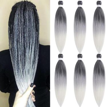 Imagem de Braiding Hair Ai Yuchen Grey White Ombre 26 polegadas, 6 pacotes