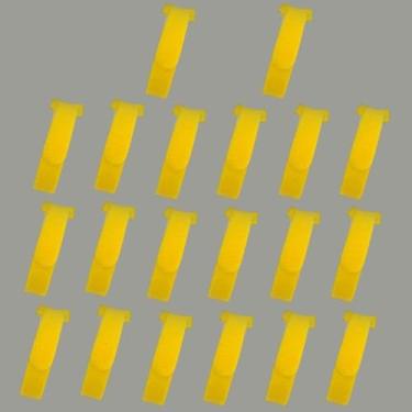 Imagem de 20 peças de abraçadeiras de nylon liberáveis, conjunto de abraçadeiras tipo T, organizadores de cabos, fitas adesivas de rede para fixação, amarelo