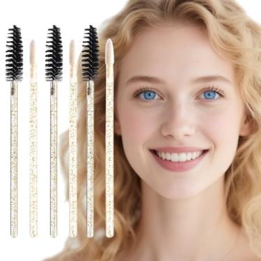 Imagem de 100 aplicadores descartáveis de bastão de rímel e varinha de batom pincel de brilho labial de cristal para extensões de cílios (todos os kits dourados)