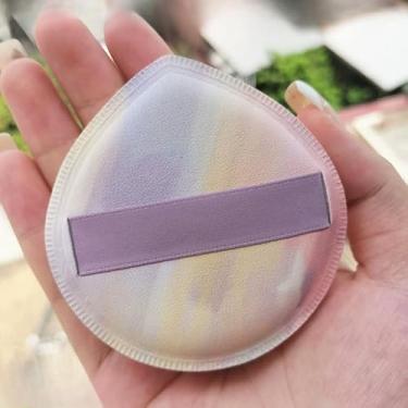 Imagem de 1 esponja de maquiagem macia para cosméticos de cor doce reutilizável lavável corretivo almofada de ar portátil para uso seco e molhado, padrão gradiente