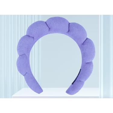 Imagem de Bandanas de spa para lavar o rosto ou cuidados com a pele facial, pacote combo de faixas de cabeça de maquiagem inchadas para máscara de lavagem de rosto, faixa de cabeça roxa escura 29