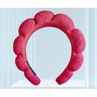 Imagem de Bandanas de spa para lavar o rosto ou cuidados com a pele facial, pacote combo de faixas de cabelo de maquiagem inchadas para máscara de lavagem facial, faixa de cabeça rosa vermelha 18