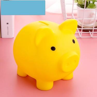 Imagem de Cofrinho de cerâmica com compartimento para moedas - Recipiente amarelo para colecionadores e armazenamento de moedas (10 x 13 cm, resistente a arranhões)