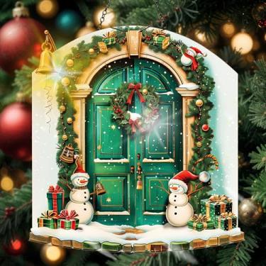 Imagem de Apanhador solar de acrílico colorido, decoração de janela suspensa de Natal com design de vitral impresso, apanhador de sol, arte de parede de arco-íris, ornamentos de Natal para uso interno e externo