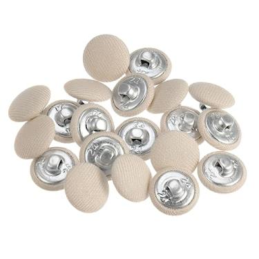 Imagem de Generic 20 peças de tecido 24L botão coberto de tecido 15 mm haste de metal botões de costura redondos para ternos blusas, bege
