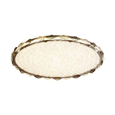 Imagem de Luz de teto Led lâmpada de teto cristal quarto simples e moderno casa atmosfera redonda led, iluminação três cores(80CM)