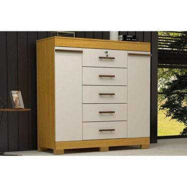 Imagem de Cômoda Casal 2 Portas E 5 Gavetas Diana Cinamomo-off White - Acp