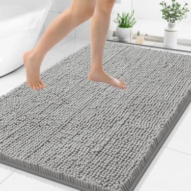 Imagem de Smiry Tapetes de banheiro de chenille de luxo 127 x 76 cm, tapete de banho felpudo extra macio e absorvente, lavável na máquina, tapete de pelúcia antiderrapante para banheira, chuveiro e piso